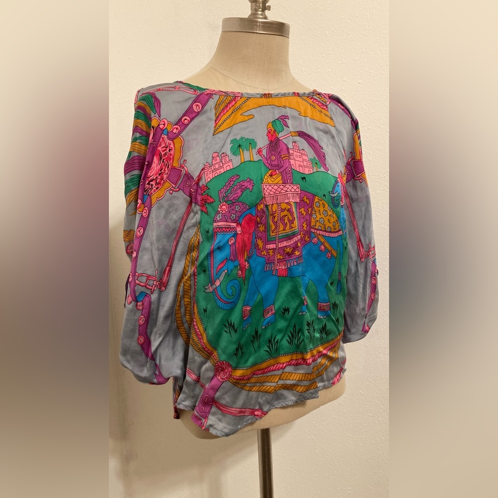 Y2K Silk 100% Voom by Joy Han cold shoulder dolman sleeve top blouse B033 XS S